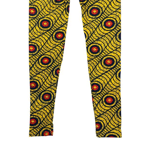 Lularoe Printed Leggings Yellow Multi Color One Size 2-10 - Picture 7 of 8